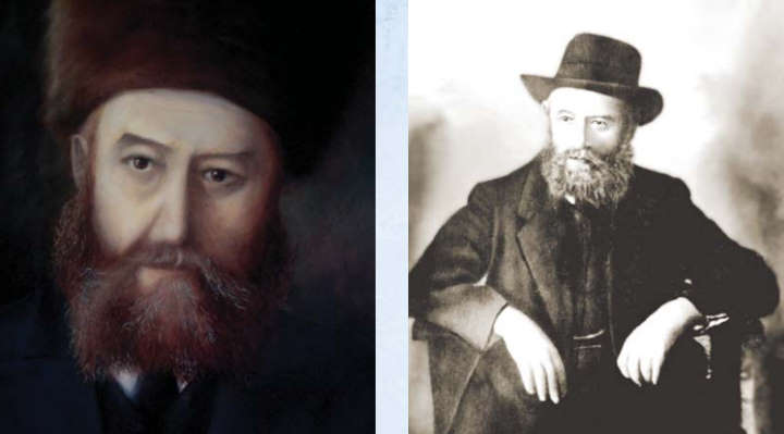 Слева: портрет Ребе РАШАБа, справа: его фото